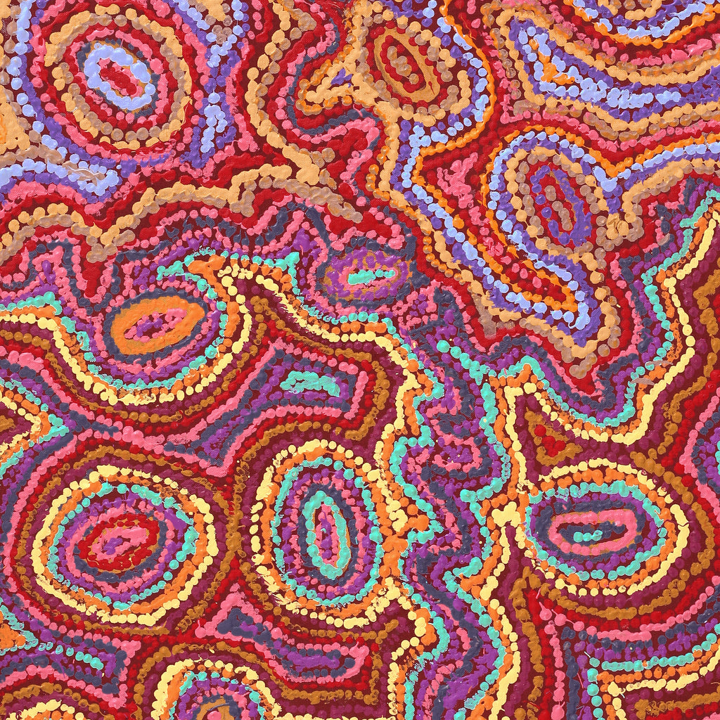 Aboriginal Artwork by Magda Nakamarra Curtis, Lappi Lappi Jukurrpa, 107x46cm
