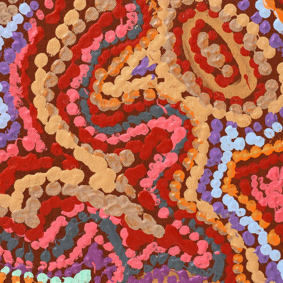 Aboriginal Artwork by Magda Nakamarra Curtis, Lappi Lappi Jukurrpa, 107x46cm