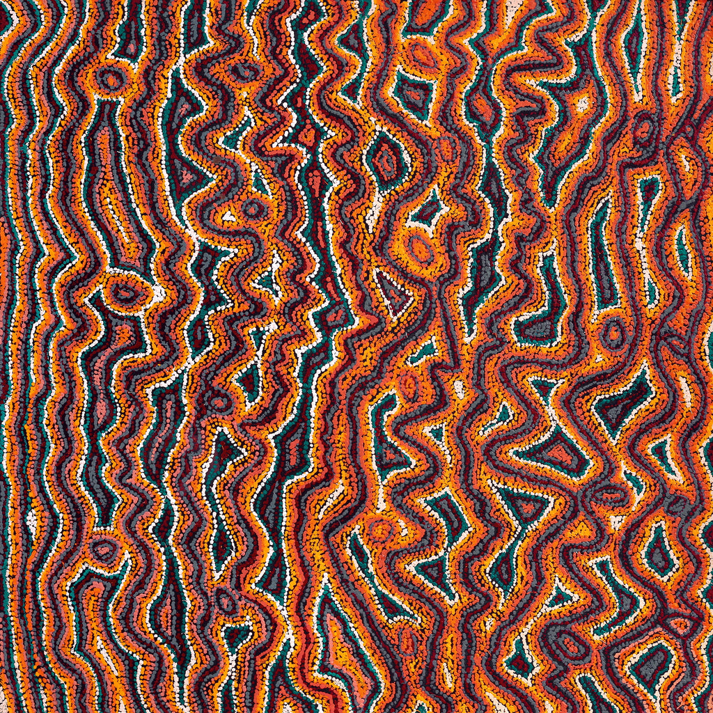 Aboriginal Art by Magda Nakamarra Curtis, Lappi Lappi Jukurrpa, 122x122cm - ART ARK®
