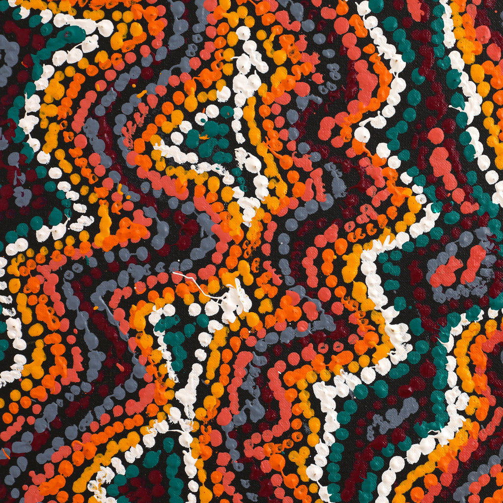 Aboriginal Art by Magda Nakamarra Curtis, Lappi Lappi Jukurrpa, 122x122cm - ART ARK®