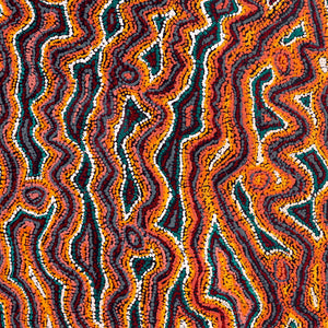 Aboriginal Art by Magda Nakamarra Curtis, Lappi Lappi Jukurrpa, 122x122cm - ART ARK®