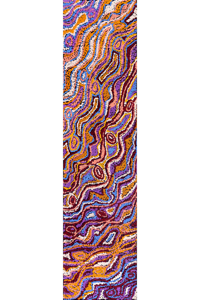 Aboriginal Artwork by Magda Nakamarra Curtis, Lappi Lappi Jukurrpa, 122x30cm