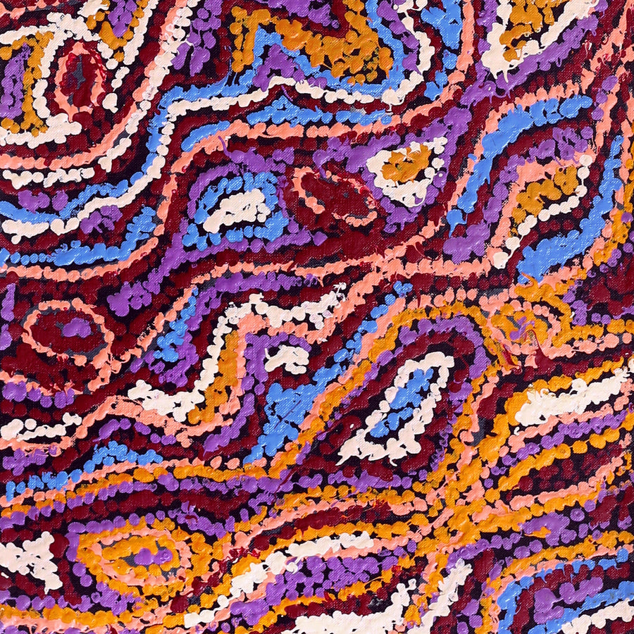 Aboriginal Artwork by Magda Nakamarra Curtis, Lappi Lappi Jukurrpa, 122x30cm