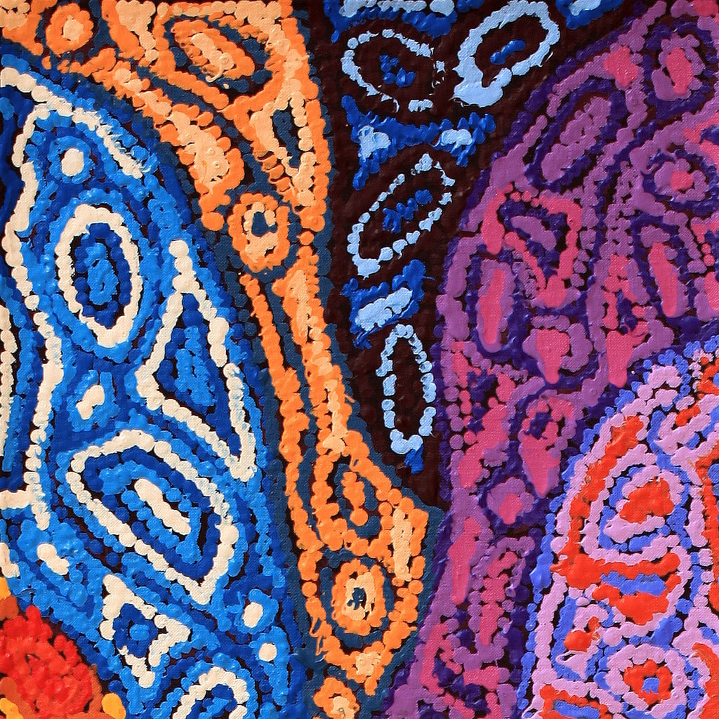 Aboriginal Artwork by Magda Nakamarra Curtis, Lappi Lappi Jukurrpa, 122x30cm