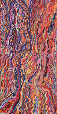 Aboriginal Artwork by Magda Nakamarra Curtis, Lappi Lappi Jukurrpa, 183x91cm
