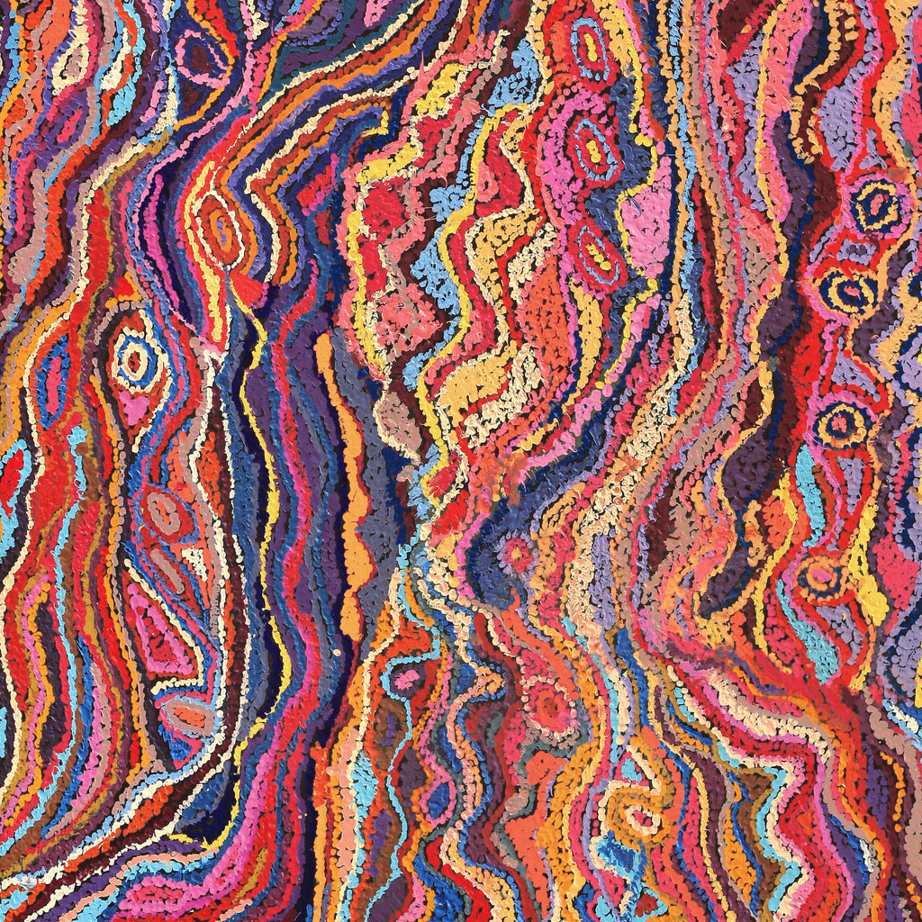 Aboriginal Artwork by Magda Nakamarra Curtis, Lappi Lappi Jukurrpa, 183x91cm