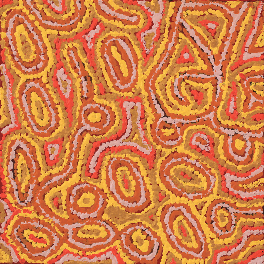 Aboriginal Artwork by Magda Nakamarra Curtis, Lappi Lappi Jukurrpa, 30x30cm