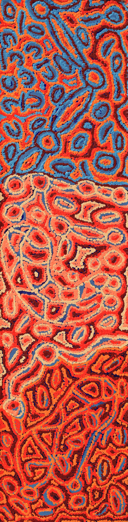 Aboriginal Artwork by Magda Nakamarra Curtis, Lappi Lappi Jukurrpa, 122x30cm