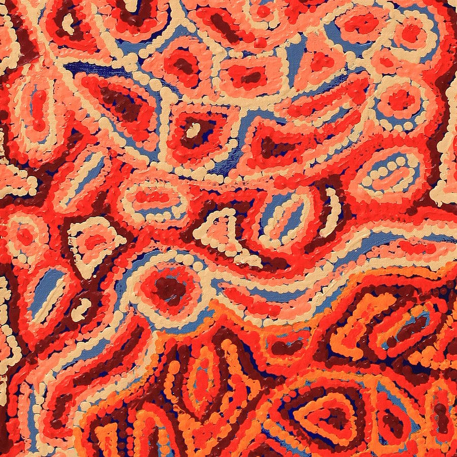 Aboriginal Artwork by Magda Nakamarra Curtis, Lappi Lappi Jukurrpa, 122x30cm