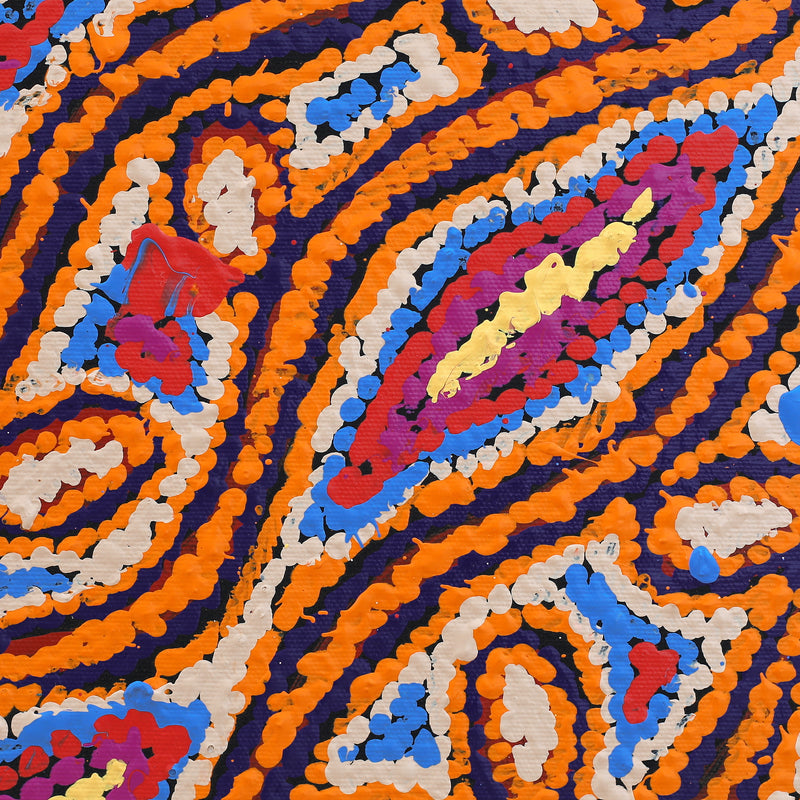 Aboriginal Artwork by Magda Nakamarra Curtis, Lappi Lappi Jukurrpa, 30x30cm