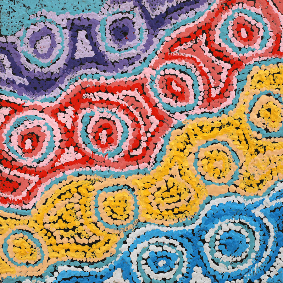 Aboriginal Artwork by Magda Nakamarra Curtis, Lappi Lappi Jukurrpa, 30x30cm