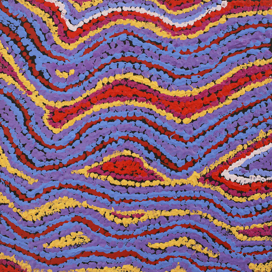 Aboriginal Artwork by Magda Nakamarra Curtis, Lappi Lappi Jukurrpa, 30x30cm