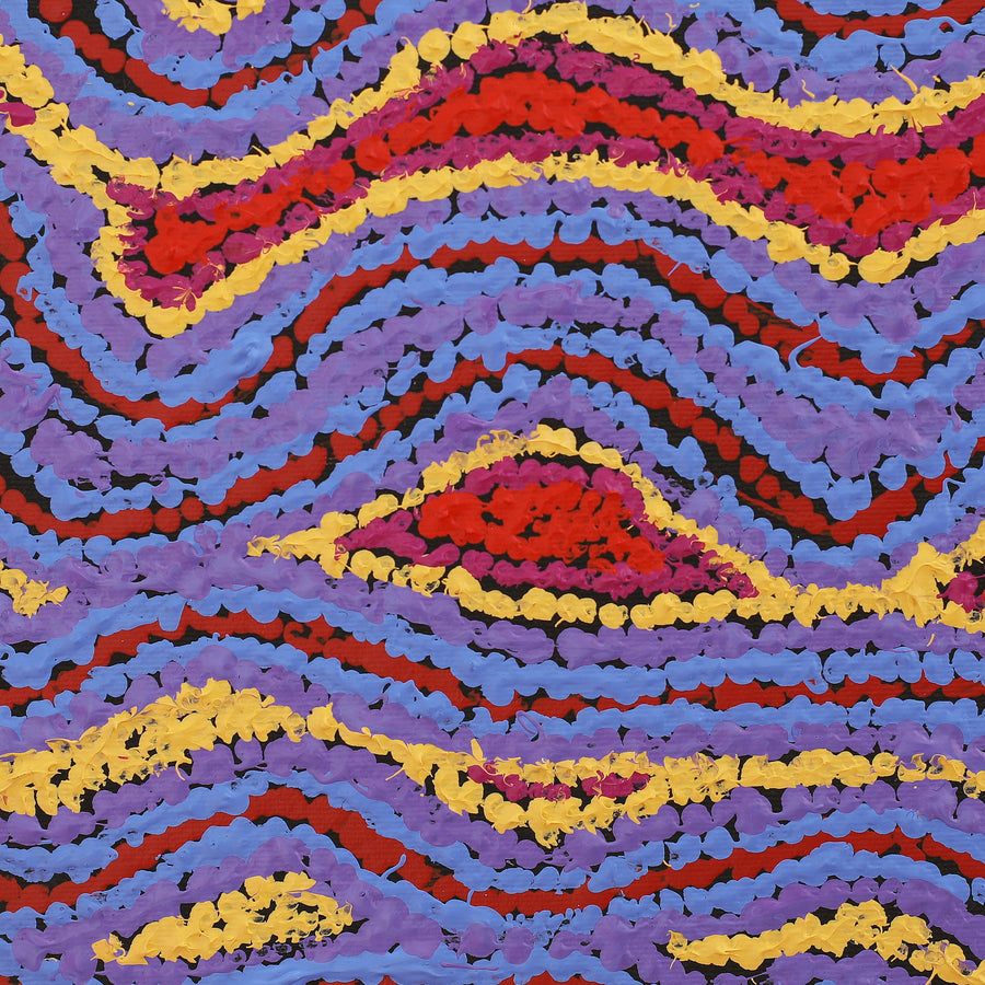 Aboriginal Artwork by Magda Nakamarra Curtis, Lappi Lappi Jukurrpa, 30x30cm