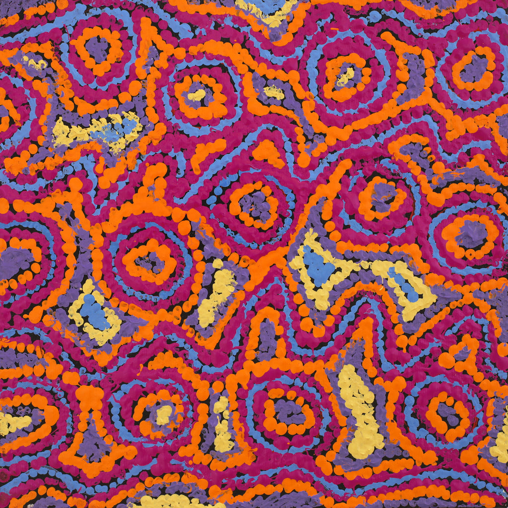 Aboriginal Artwork by Magda Nakamarra Curtis, Lappi Lappi Jukurrpa, 30x30cm
