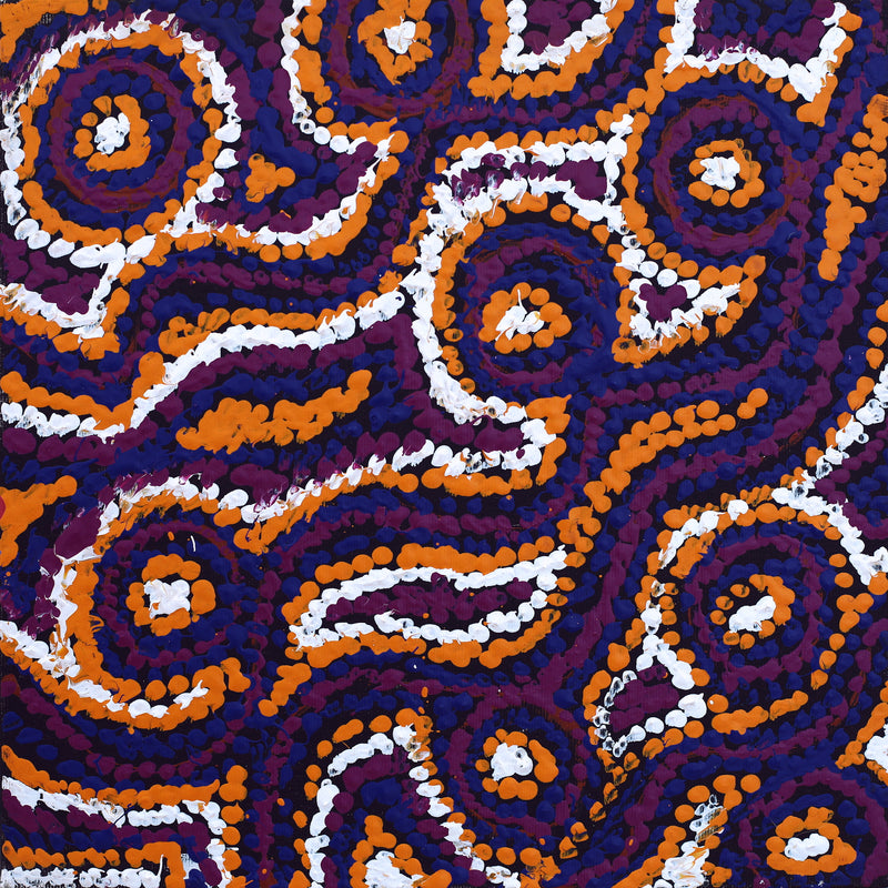 Aboriginal Artwork by Magda Nakamarra Curtis, Lappi Lappi Jukurrpa, 30x30cm