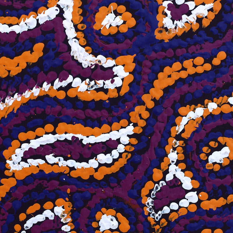 Aboriginal Artwork by Magda Nakamarra Curtis, Lappi Lappi Jukurrpa, 30x30cm