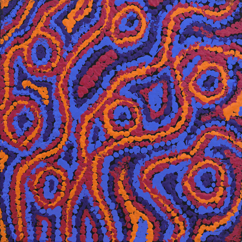 Aboriginal Artwork by Magda Nakamarra Curtis, Lappi Lappi Jukurrpa, 30x30cm
