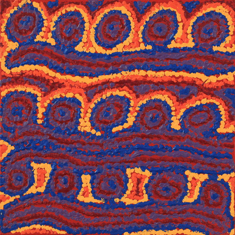 Aboriginal Artwork by Magda Nakamarra Curtis, Lappi Lappi Jukurrpa, 30x30cm