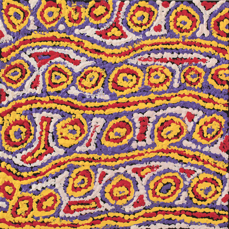 Aboriginal Artwork by Magda Nakamarra Curtis, Lappi Lappi Jukurrpa, 30x30cm