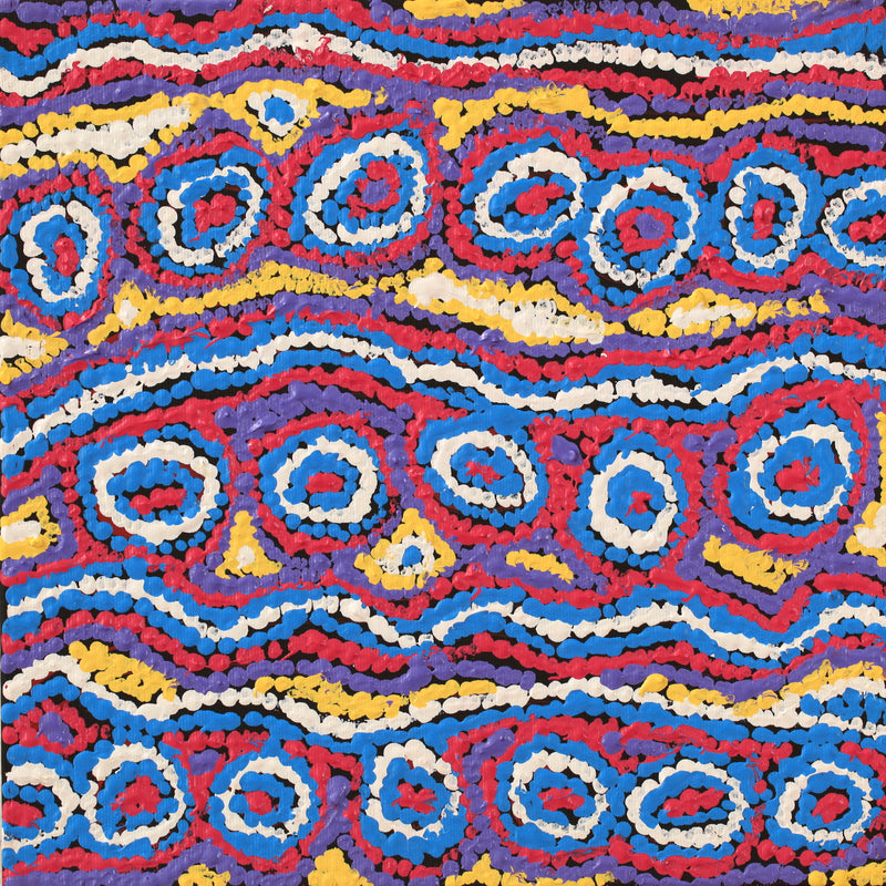 Aboriginal Artwork by Magda Nakamarra Curtis, Lappi Lappi Jukurrpa, 30x30cm