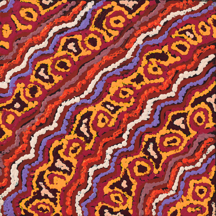 Aboriginal Artwork by Magda Nakamarra Curtis, Lappi Lappi Jukurrpa, 30x30cm