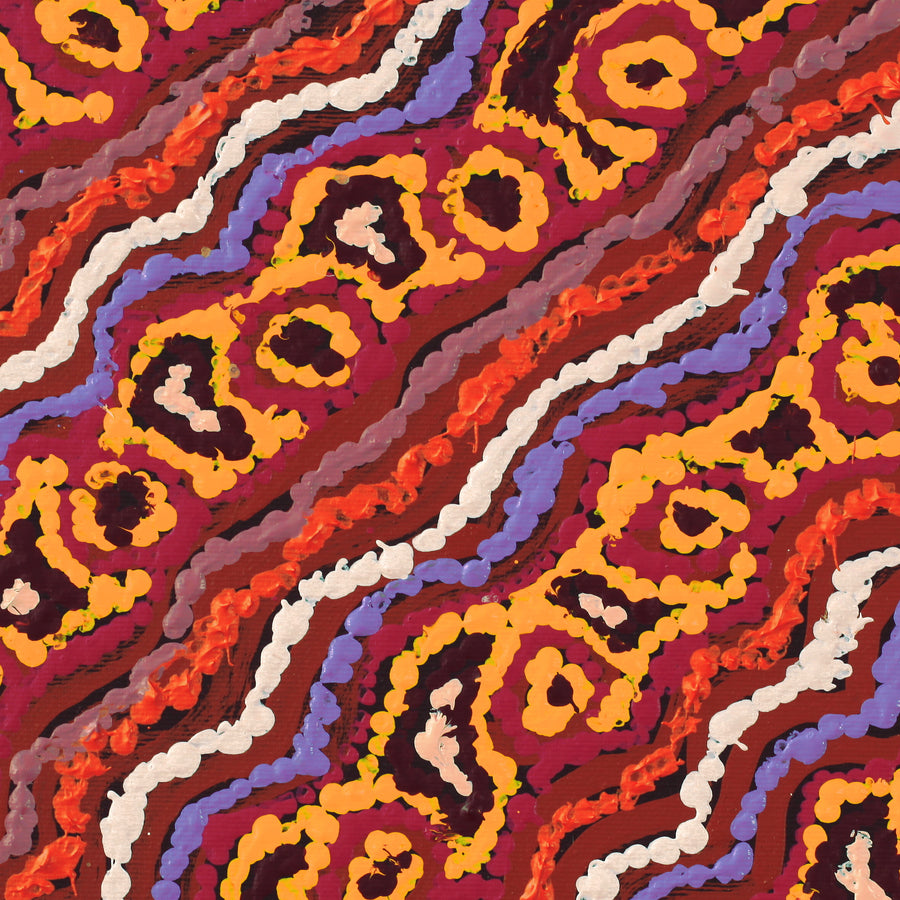 Aboriginal Artwork by Magda Nakamarra Curtis, Lappi Lappi Jukurrpa, 30x30cm