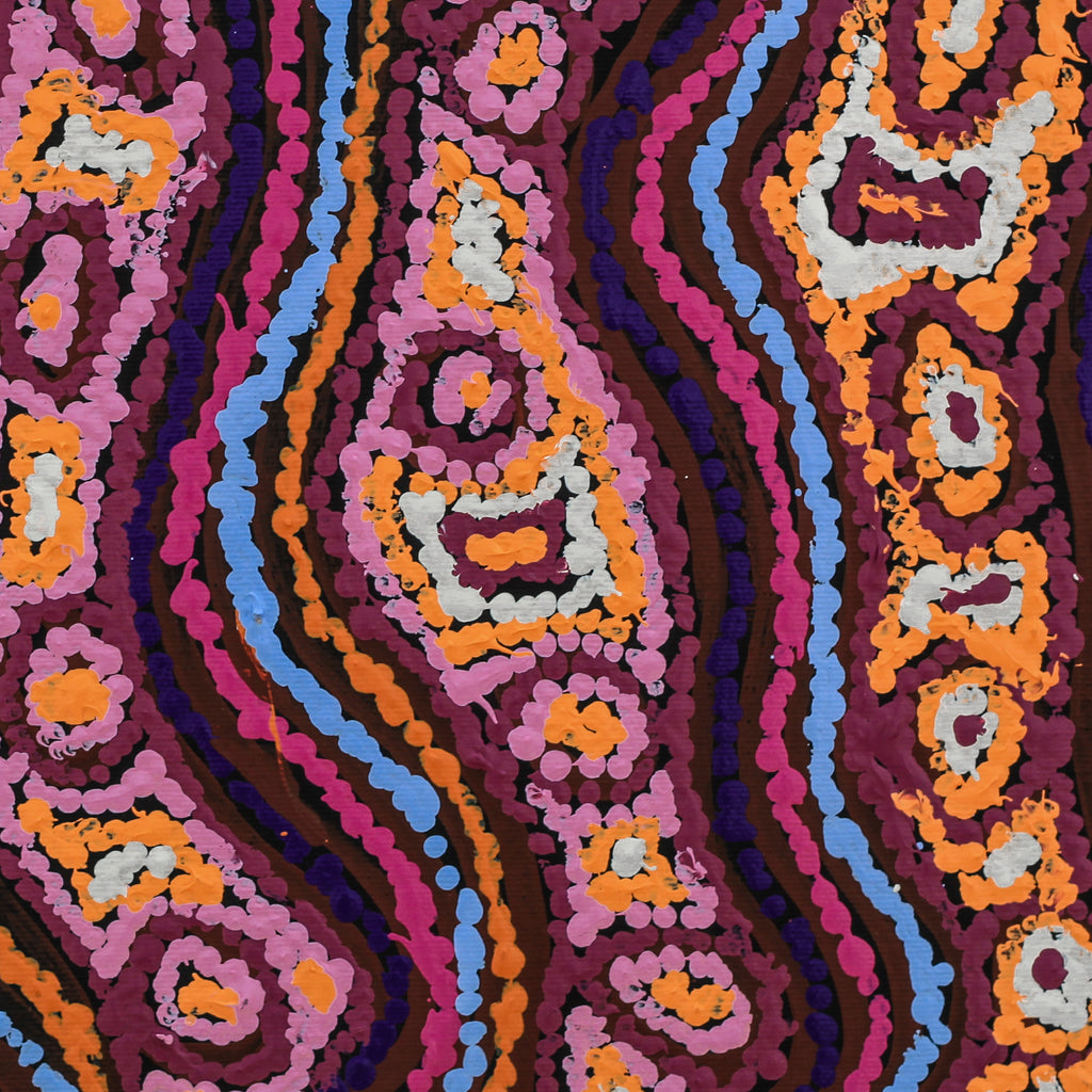 Aboriginal Artwork by Magda Nakamarra Curtis, Lappi Lappi Jukurrpa, 30x30cm
