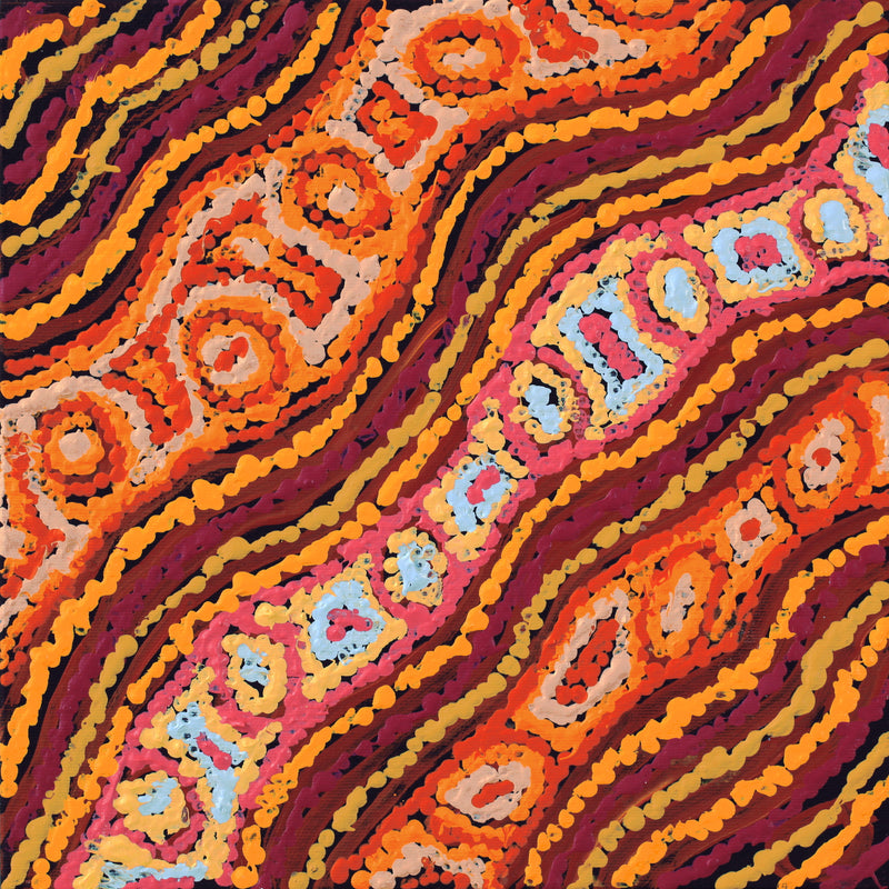 Aboriginal Artwork by Magda Nakamarra Curtis, Lappi Lappi Jukurrpa, 30x30cm