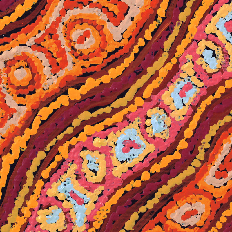 Aboriginal Artwork by Magda Nakamarra Curtis, Lappi Lappi Jukurrpa, 30x30cm