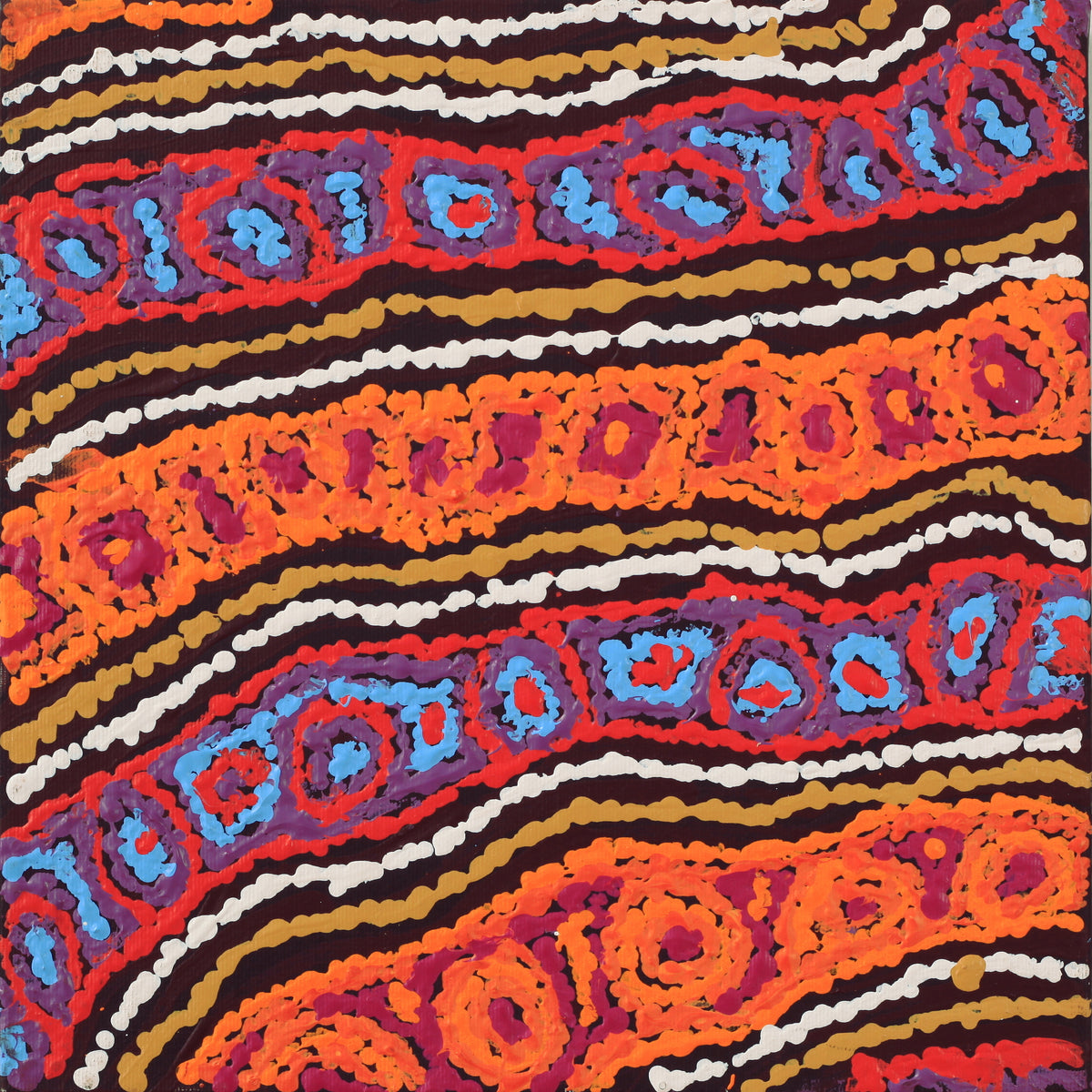 Aboriginal Art by Magda Nakamarra Curtis, Lappi Lappi Jukurrpa, 30x30cm - ART ARK®