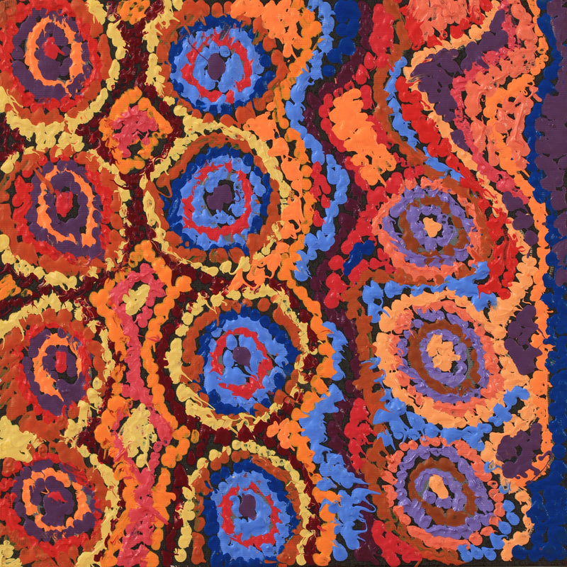 Aboriginal Artwork by Magda Nakamarra Curtis, Lappi Lappi Jukurrpa, 30x30cm