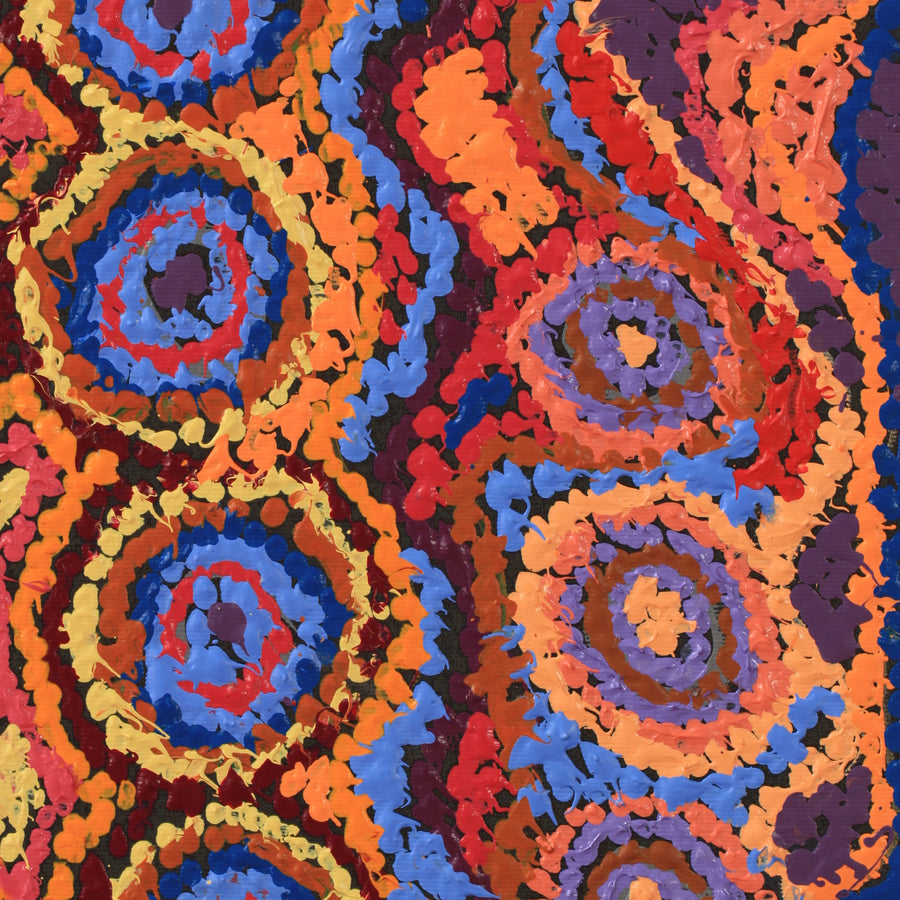 Aboriginal Artwork by Magda Nakamarra Curtis, Lappi Lappi Jukurrpa, 30x30cm