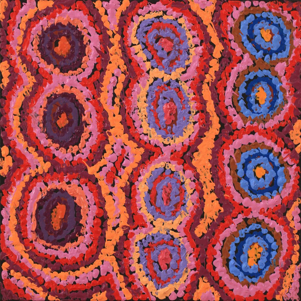 Aboriginal Artwork by Magda Nakamarra Curtis, Lappi Lappi Jukurrpa, 30x30cm