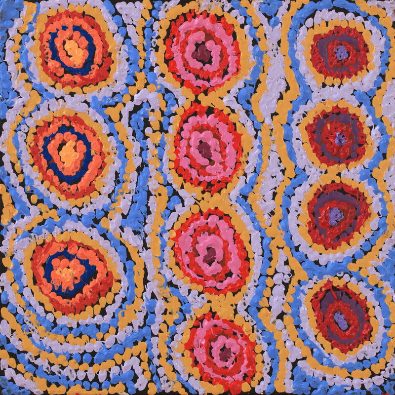 Aboriginal Artwork by Magda Nakamarra Curtis, Lappi Lappi Jukurrpa, 30x30cm