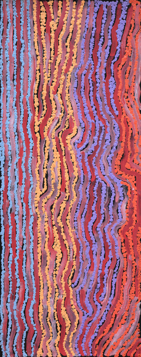 Aboriginal Art by Magda Nakamarra Curtis, Lappi Lappi Jukurrpa, 76x30cm - ART ARK®