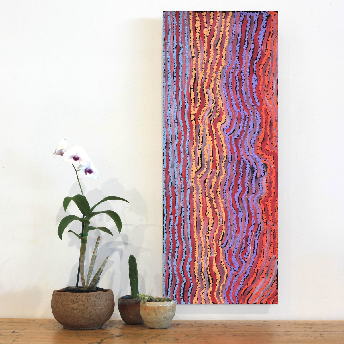 Aboriginal Art by Magda Nakamarra Curtis, Lappi Lappi Jukurrpa, 76x30cm - ART ARK®