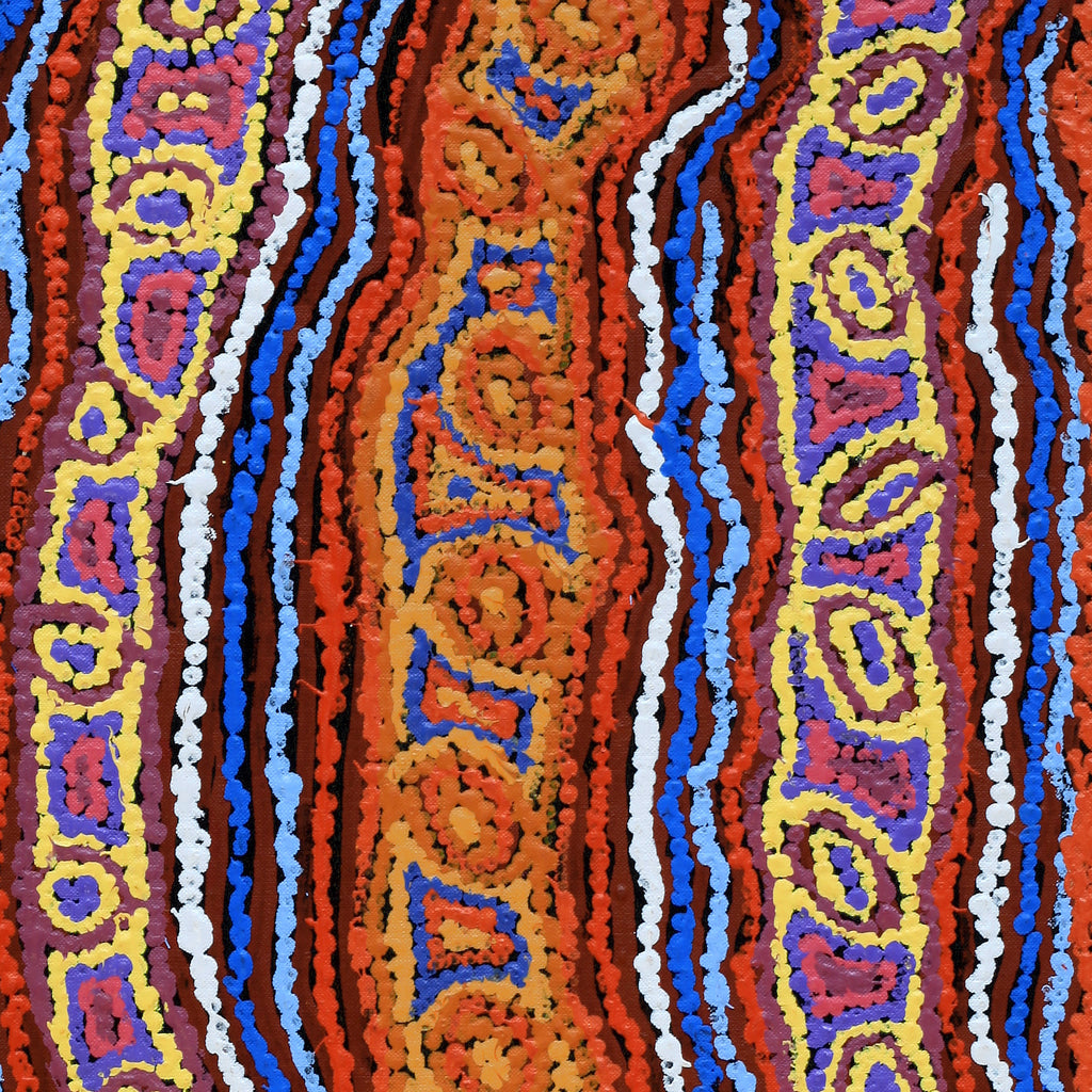 Aboriginal Art by Magda Nakamarra Curtis, Lappi Lappi Jukurrpa, 76x30cm - ART ARK®