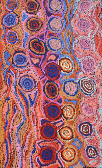 Aboriginal Artwork by Magda Nakamarra Curtis, Lappi Lappi Jukurrpa, 76x46cm