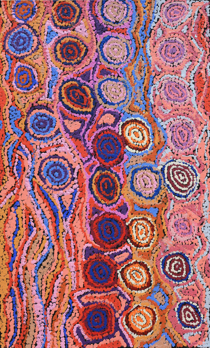 Aboriginal Art by Magda Nakamarra Curtis, Lappi Lappi Jukurrpa, 76x46cm - ART ARK®