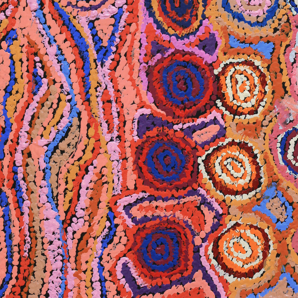 Aboriginal Art by Magda Nakamarra Curtis, Lappi Lappi Jukurrpa, 76x46cm - ART ARK®