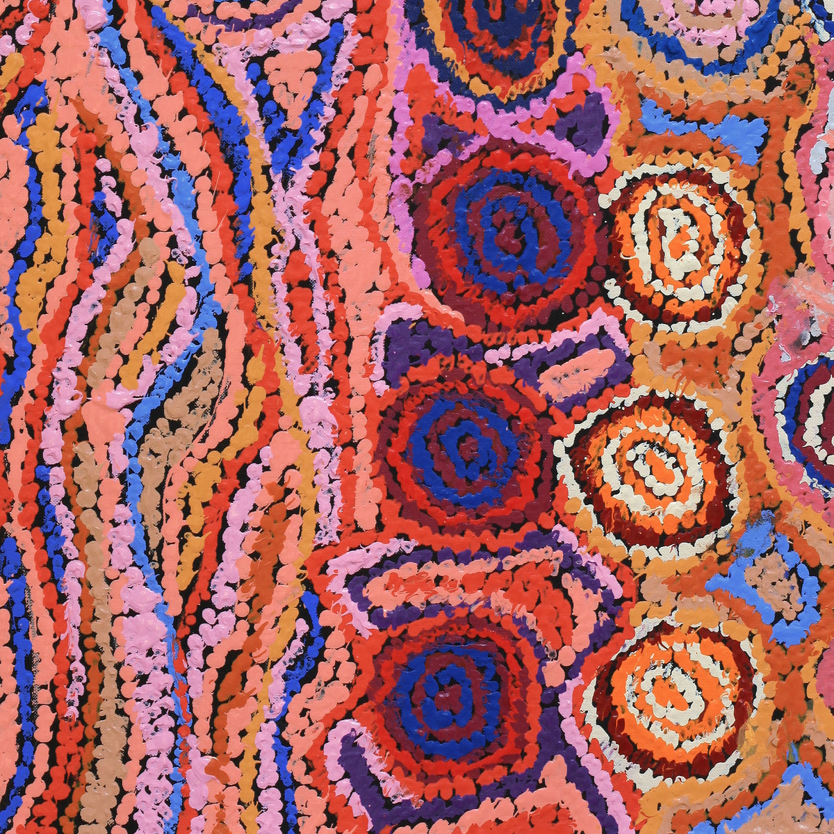 Aboriginal Art by Magda Nakamarra Curtis, Lappi Lappi Jukurrpa, 76x46cm - ART ARK®