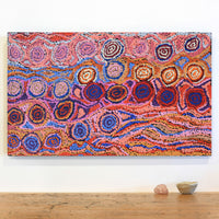 Aboriginal Artwork by Magda Nakamarra Curtis, Lappi Lappi Jukurrpa, 76x46cm