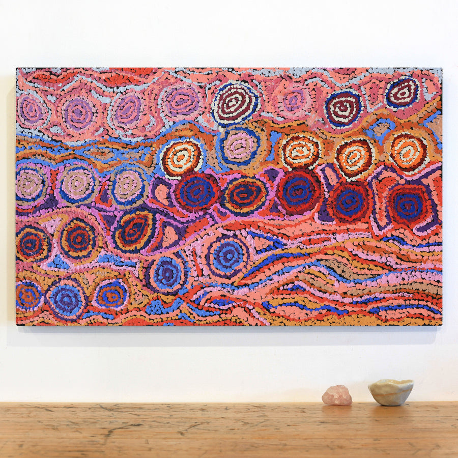 Aboriginal Artwork by Magda Nakamarra Curtis, Lappi Lappi Jukurrpa, 76x46cm