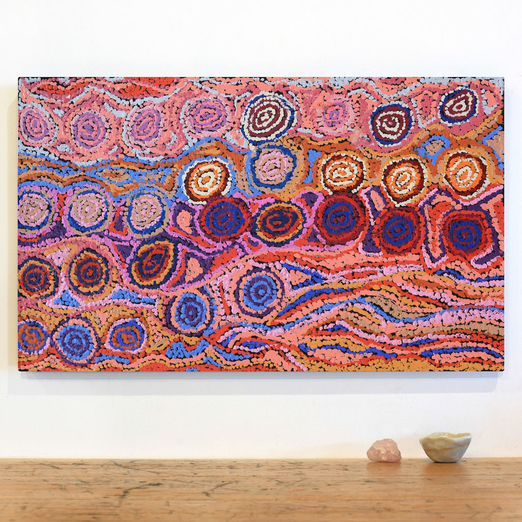 Aboriginal Art by Magda Nakamarra Curtis, Lappi Lappi Jukurrpa, 76x46cm - ART ARK®