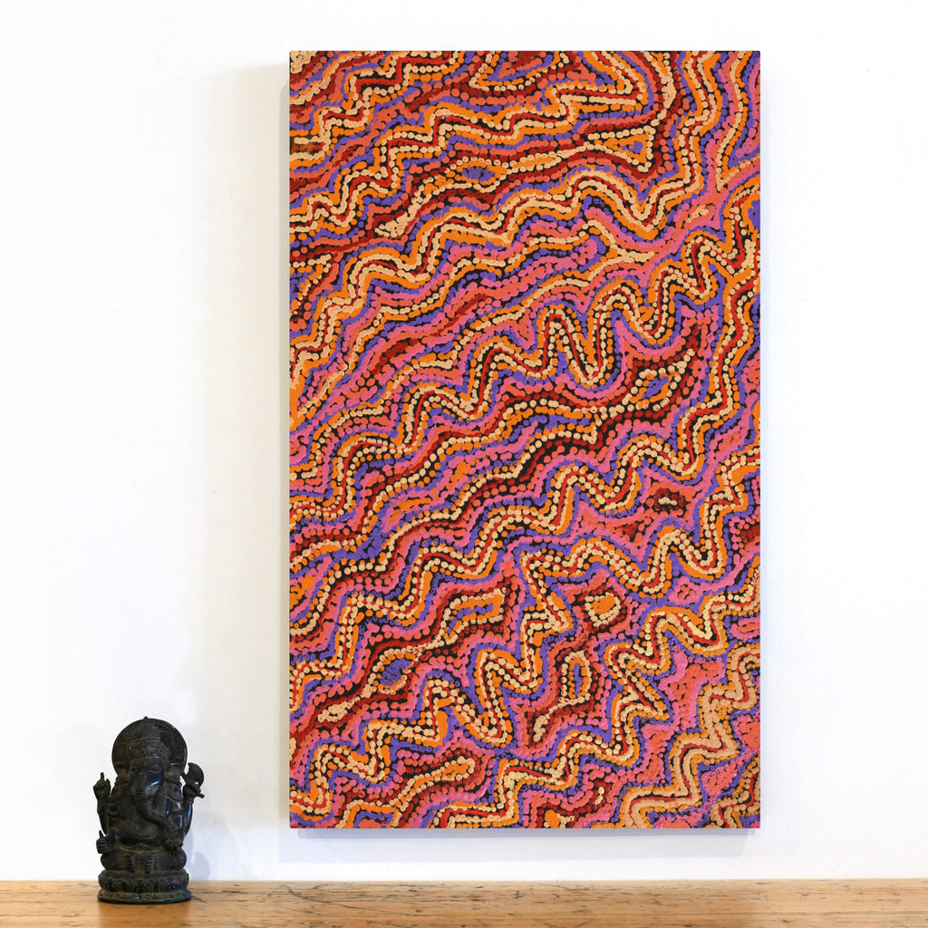 Aboriginal Artwork by Magda Nakamarra Curtis, Lappi Lappi Jukurrpa, 76x46cm - ART ARK®
