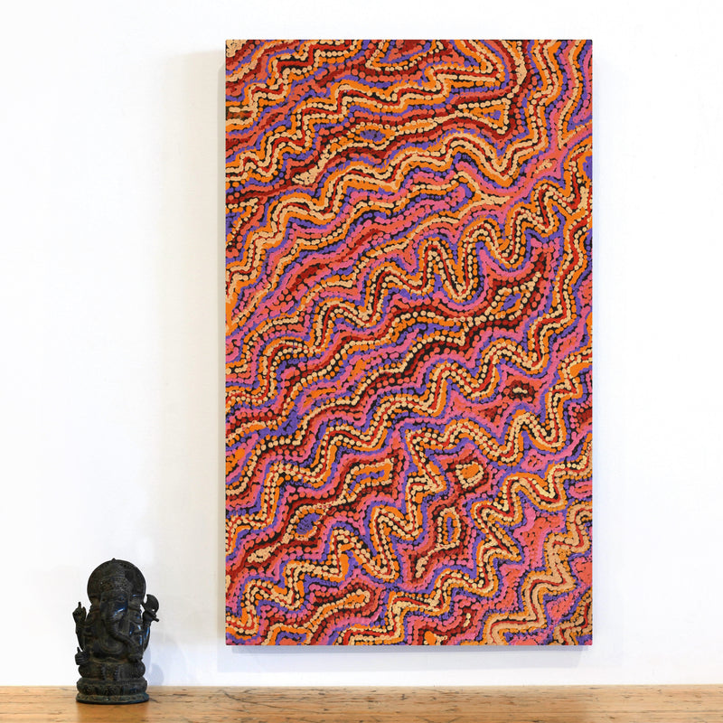 Aboriginal Artwork by Magda Nakamarra Curtis, Lappi Lappi Jukurrpa, 76x46cm