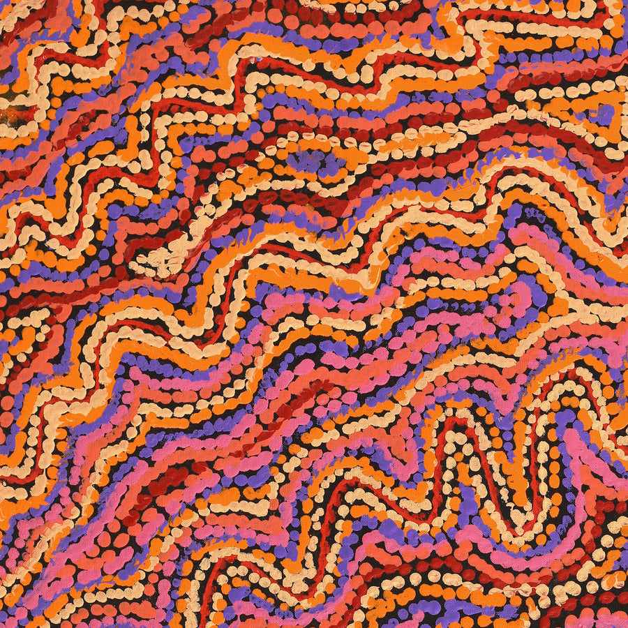 Aboriginal Artwork by Magda Nakamarra Curtis, Lappi Lappi Jukurrpa, 76x46cm