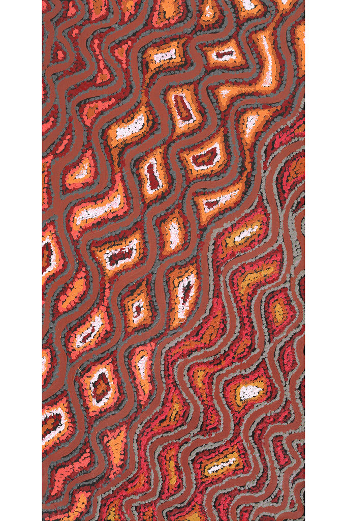 Aboriginal Artwork by Magda Nakamarra Curtis, Lappi Lappi Jukurrpa, 91x46cm