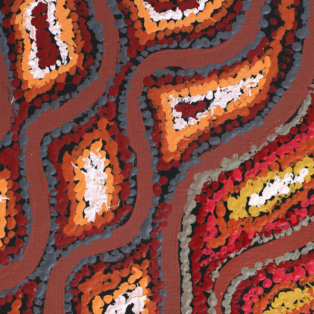 Aboriginal Artwork by Magda Nakamarra Curtis, Lappi Lappi Jukurrpa, 91x46cm