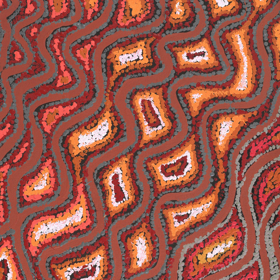 Aboriginal Artwork by Magda Nakamarra Curtis, Lappi Lappi Jukurrpa, 91x46cm